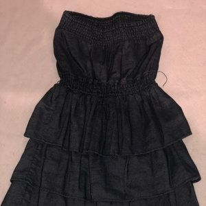 Dark Denim Strapless Ruffle Dress